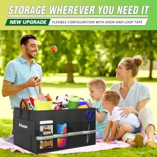 K KNODEL Car Trunk Organizer, Collapsible Car Trunk Storage Organizer, Car Organizer and Storage for SUV, Truck, Sedan (Small, Black) - 6