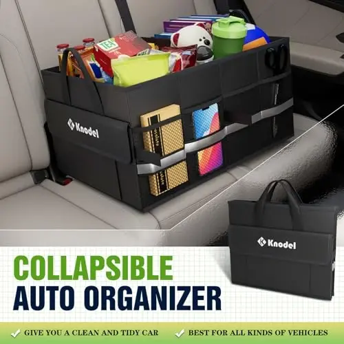 K KNODEL Car Trunk Organizer, Collapsible Car Trunk Storage Organizer, Car Organizer and Storage for SUV, Truck, Sedan (Small, Black) - K KNODEL (1)