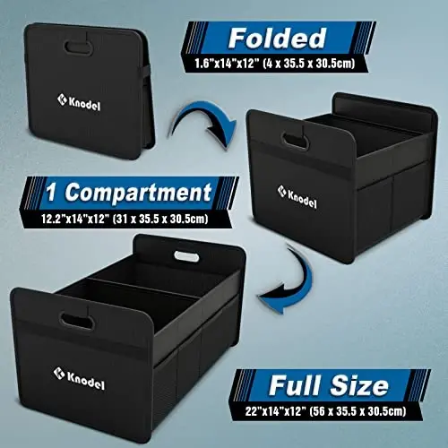 K KNODEL Car Trunk Organizer, Foldable Organizer for Car, Automotive Consoles & Organizers, Storage with Reinforced Handles (Medium, Black) - 2