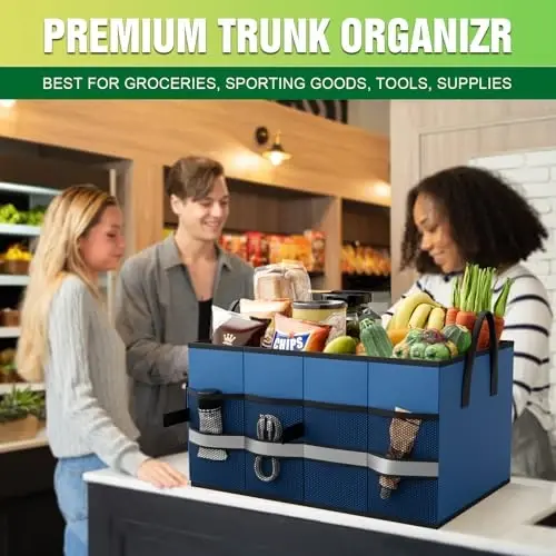 K KNODEL Avtomobil Bagaj Organayzeri, Yig'iladigan Avtomobil Bagaj Saqlash Organayzeri, SUV, Yuk Mashinasi, Sedan uchun Avtomobil Organayzeri va Saqlash (Kichik, Moviy) - 5