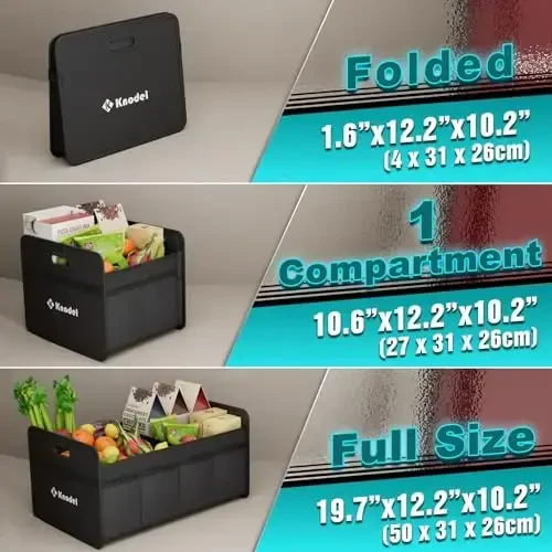 K KNODEL Avtomobil Bagaj Tartiblagichi, Avtomobil Uchun Katlanadigan Tartiblagich, Avtomobil Konsollari va Tartiblagichlari, Mustahkam Tutqichlari Bilan Saqlash (Kichik, Qora) - 5