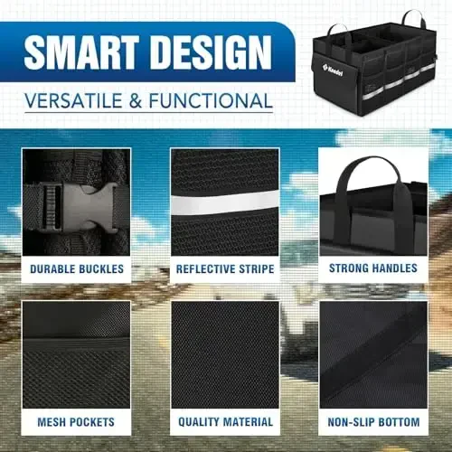 K KNODEL Avtomobil Bagajini Tashuvchi Qopqoq bilan, Yig'iladigan Avtomobil Bagajini Saqlash Tashuvchisi, SUV, Yuk Mashinasi, Sedan uchun Avtomobil Tashuvchisi va Saqlash (2C, Qora) - 6