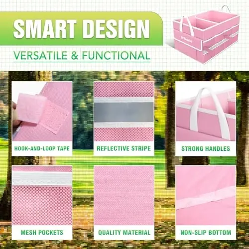 K KNODEL Car Trunk Organizer, Collapsible Car Trunk Storage Organizer, Car Organizer and Storage for SUV, Truck, Sedan (Small, Pink) - 3