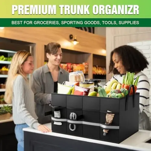 K KNODEL Avtomobil yukxona tashkilotchisi, Yig'iladigan avtomobil yukxona saqlash tashkilotchisi, SUV, yuk mashinasi, sedan uchun avtomobil tashkilotchisi va saqlash (kichik, qora) - 4