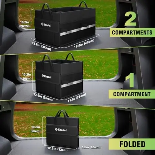 K KNODEL Car Trunk Organizer, Collapsible Car Trunk Storage Organizer, Car Organizer and Storage for SUV, Truck, Sedan (Small, Black) - 3