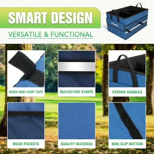 K KNODEL Car Trunk Organizer, Collapsible Car Trunk Storage Organizer, Car Organizer and Storage for SUV, Truck, Sedan (Small, Blue) - 3