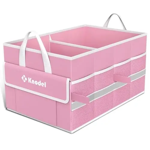 K KNODEL Car Trunk Organizer, Collapsible Car Trunk Storage Organizer, Car Organizer and Storage for SUV, Truck, Sedan (Small, Pink) 