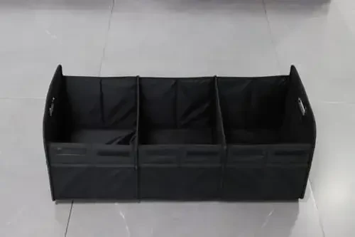 K KNODEL Car Trunk Organizer, Foldable Organizer for Car, Automotive Consoles & Organizers, 3 Compartments Storage with Reinforced Handles (Large, Black) - 2