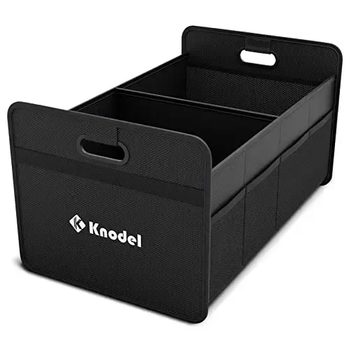 K KNODEL Car Trunk Organizer, Foldable Organizer for Car, Automotive Consoles & Organizers, Storage with Reinforced Handles (Medium, Black) - 1