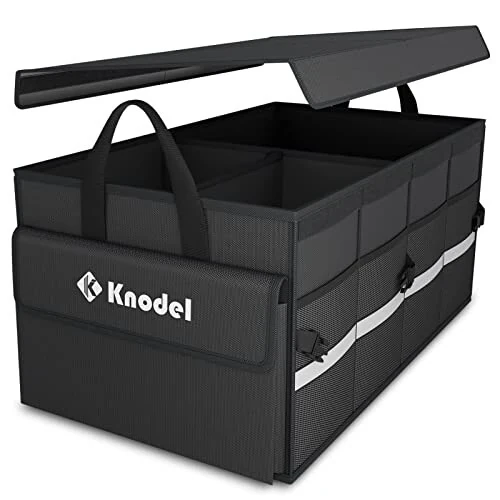 K KNODEL Car Trunk Organizer with Lid, Collapsible Car Trunk Storage Organizer, Car Organizer and Storage for SUV, Truck, Sedan (2C, Black) - K KNODEL