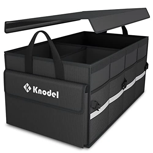 K KNODEL Car Trunk Organizer with Lid, Collapsible Car Trunk Storage Organizer, Car Organizer and Storage for SUV, Truck, Sedan (2C, Black) - K KNODEL (1)