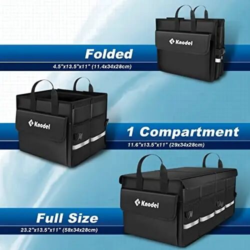 K KNODEL Car Trunk Organizer with Lid, Collapsible Car Trunk Storage Organizer, Car Organizer and Storage for SUV, Truck, Sedan (Medium, Black) (Pack of 2) - K KNODEL (1)