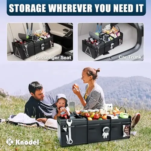 K KNODEL Trunk Organizer Storage with Cooler for Car and SUV Medium, Black | Collapsible Car Organization, Car Organizers and Storage for Groceries and Insulated, Cargo Organizer, Car Bin, Bag, Basket - K KNODEL (1)