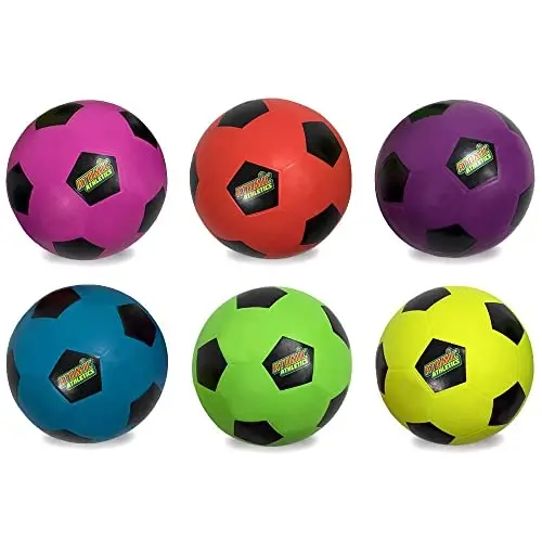 K-Roo Sports Atomic Athletics Neon Rubber Playground Balls - 6 Pack of Youth Size, Includes Pump & Storage Bag - 2