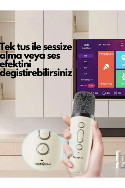 K12 Беспроводная Bluetooth-колонка Караоке-микрофон 5 звуковых эффектов RGB HD стереозвук USB/SD/FM - 7