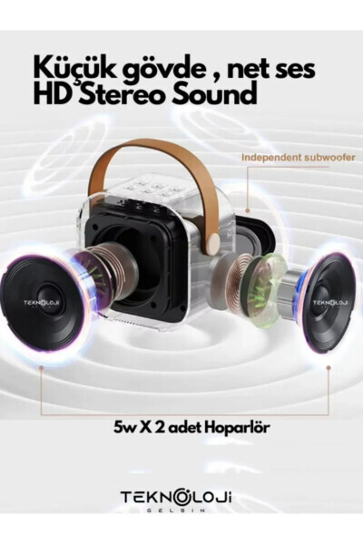 K12 Беспроводная Bluetooth-колонка Караоке-микрофон 5 звуковых эффектов RGB HD стереозвук USB/SD/FM - 14