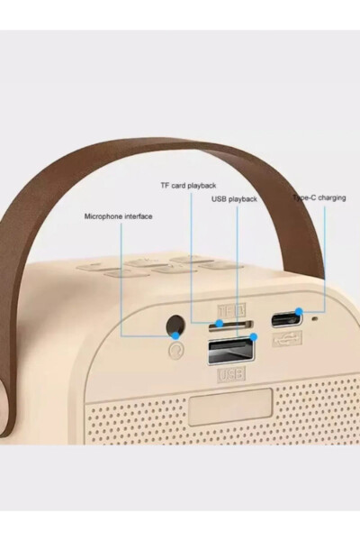 K12 Kablosuz Bluetooth Hoparlör Karaoke Mikrofon 5 Ses Efektli Rgb Hd Stereo Ses Usb/Sd/FM-Mavi - 6
