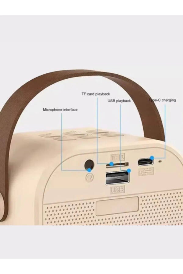 K12 Kablosuz Bluetooth Hoparlör Karaoke Mikrofon 5 Ses Efektli Rgb Hd Stereo Ses Usb/Sd/FM-Mavi - 6