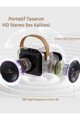K12 Simsiz Bluetooth Karnay Pink Karaoke Mikrofon 5 Ta'sirli Rgb HD Stereo Ovoz USB/SD/FM - 8