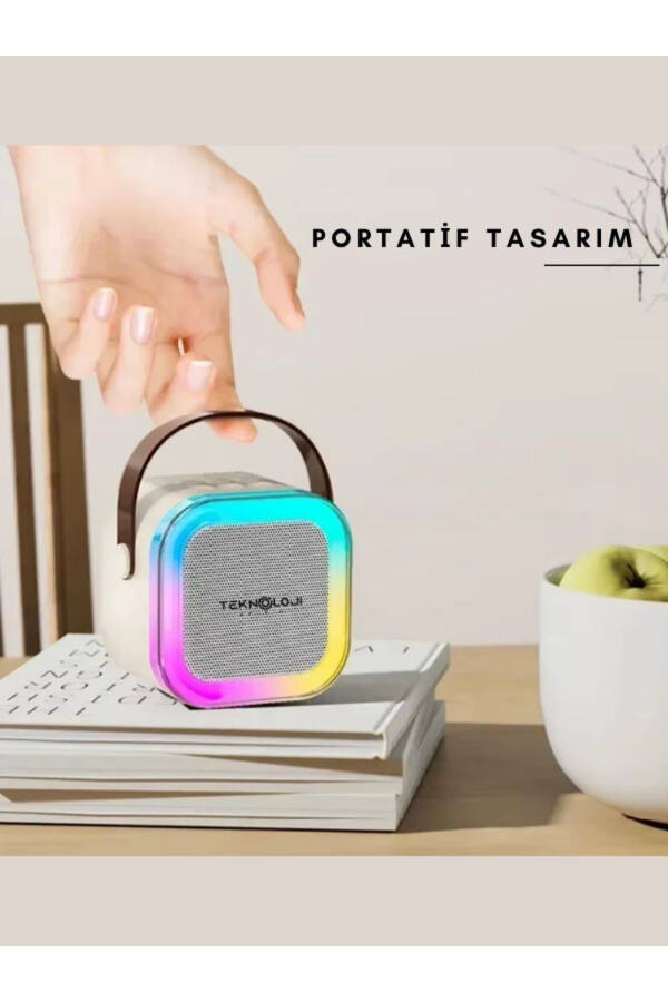 K12 Wireless Bluetooth Speaker Karaoke Microphone with 5 Sound Effects, RGB HD Stereo ?es, USB/SD/FM - 5