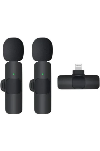 2 Adet Kablosuz Yaka Mikrofonu Iphone 2'li Mini Mikrofon K9 - Modazone