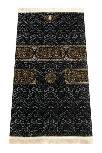 Kaaba Patterned Ultra Plus Black Chenille Prayer Rug 6 - Pattern 1 - IHVAN ONLINE (1)