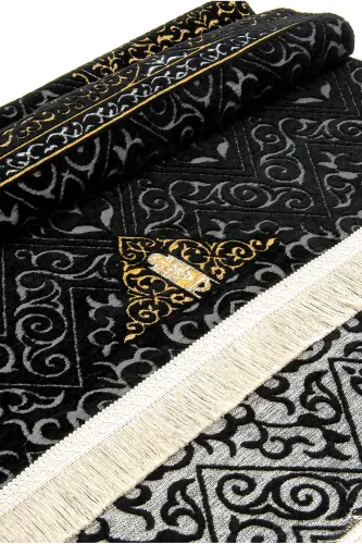 Kaaba Patterned Ultra Plus Black Chenille Prayer Rug 6 - Pattern 1 - 3