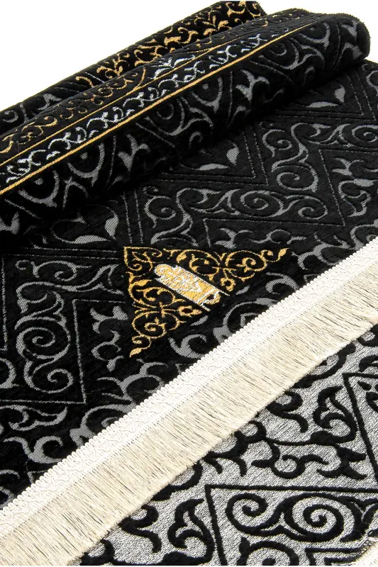 Kaaba Patterned Ultra Plus Black Chenille Prayer Rug 6 - Pattern 1 - 3