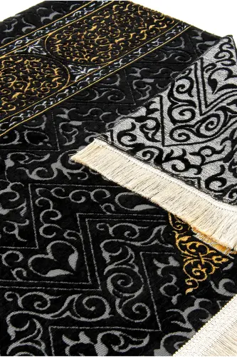 Kaaba Patterned Ultra Plus Black Chenille Prayer Rug 6 - Pattern 1 - 4