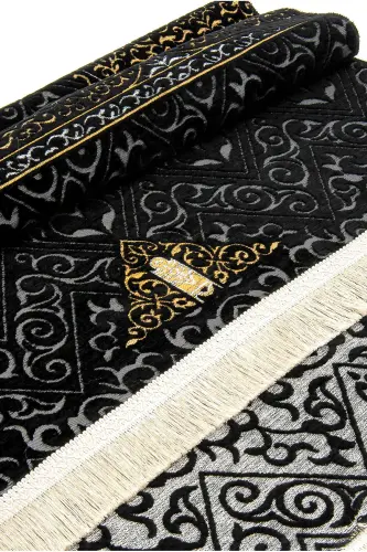Kaaba Patterned Ultra Plus Black Chenille Prayer Rug 6 - Pattern 1 - 6