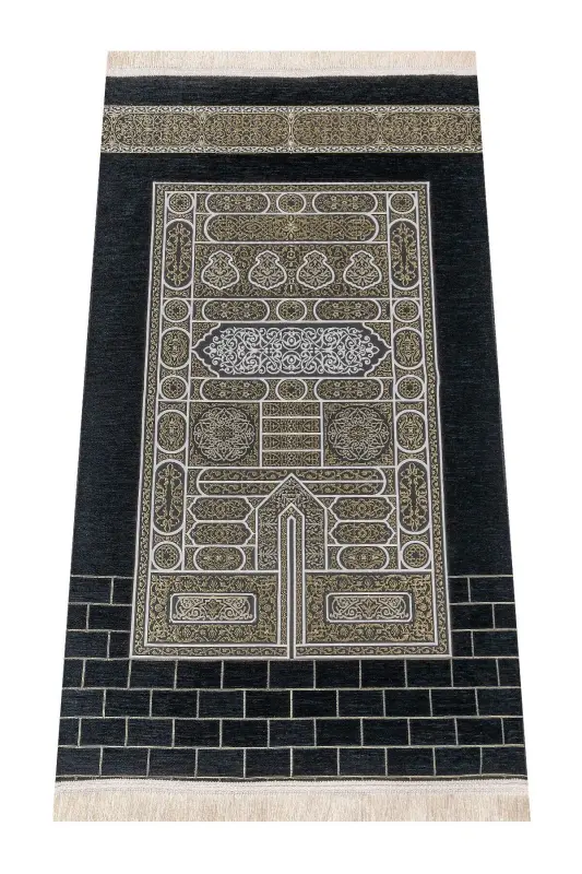 Ka'ba naqshli Ultra Plus Qora Shönil Jajim 18 - Naqsh 5 - 1