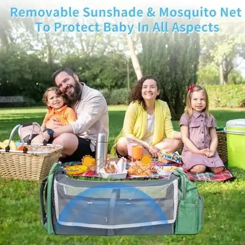 KABAQOO Ajratib olinadigan o'zgartirish stantsiyasi bilan taglik sumkasi, O'g'il bolalar va qizlar uchun katta hajmli taglik sumkalari, chaqaloqlarni ro'yxatga olish uchun narsalar va dush sovg'alari, yangi tug'ilgan chaqaloqlar uchun zarur narsalar, yashil kulrang - 5