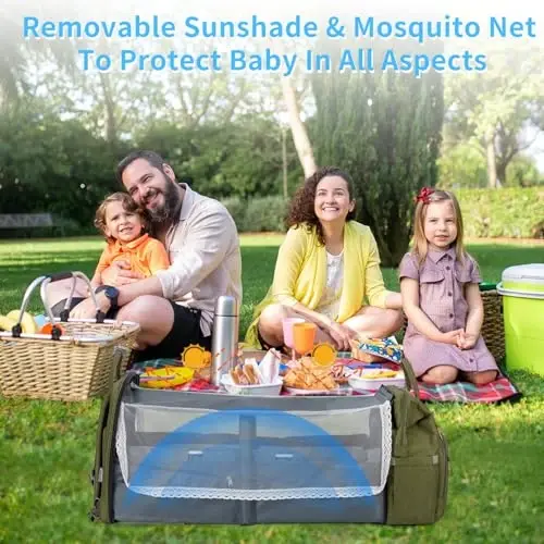 KABAQOO Diaper Bag Backpack with Detachable Changing Station, Large Capacity Baby Diaper Bags for Boys & Girls, Baby Registry Search Stuff & Shower Gifts, Newborn Essentials Must Haves, Army Green - 5