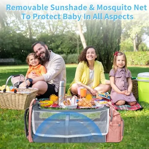 KABAQOO Diaper Bag Backpack with Detachable Changing Station, Large Capacity Baby Diaper Bags for Boys & Girls, Baby Registry Search Stuff & Shower Gifts, Newborn Essentials Must Haves, Pink Grey - 5