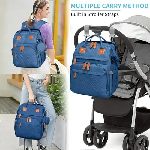 KABAQOO Diaper Bag Backpack with Detachable Changing Station, Large Capacity Baby Diaper Bags for Boys & Girls, Baby Registry Search Stuff & Shower Gifts, Newborn Essentials Must Haves, Blue - 6