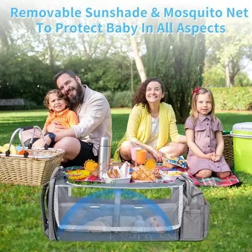 KABAQOO Diaper Bag Backpack with Detachable Changing Station, Large Capacity Baby Diaper Bags for Boys & Girls, Baby Registry Search Stuff & Shower Gifts, Newborn Essentials Must Haves, Grey 