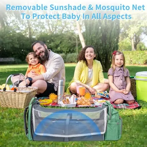 KABAQOO Diaper Bag Backpack with Detachable Changing Station, Large Capacity Baby Diaper Bags for Boys & Girls, Baby Registry Search Stuff & Shower Gifts, Newborn Essentials Must Haves, Green Grey - 5