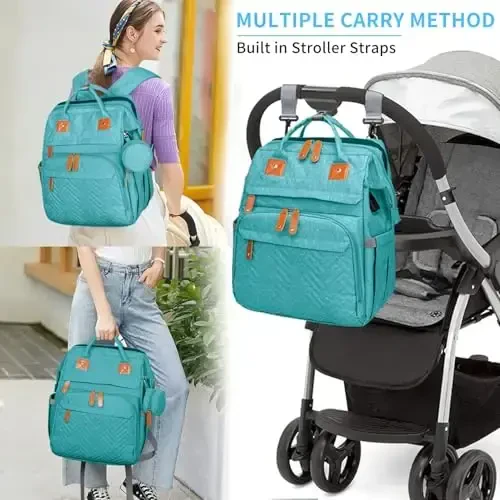 KABAQOO Diaper Bag Backpack with Detachable Changing Station, Large Capacity Baby Diaper Bags for Boys & Girls, Baby Registry Search Stuff & Shower Gifts, Newborn Essentials Must Haves, Lake Blue - 6