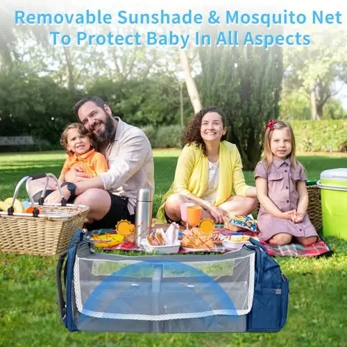 KABAQOO Yechiladigan stantsiyali taglik sumkasi ryukzaki, o'g'il va qizlar uchun katta hajmli chaqaloq taglik sumkalari, chaqaloqlarni ro'yxatga olish uchun narsalar va dush sovg'alari, yangi tug'ilgan chaqaloqlar uchun zarur narsalar, ko'k - 5