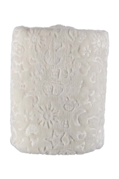 Kabartmalı Peluş Bebek Battaniyesi Ekru NOT: (MEVSİMLİK İNCEDİR) - Beyaz 