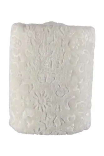 Kabartmalı Peluş Battaniye 90×110 Cm Not: (MEVSİMLİK INCEDİR) Ekru-Ekru - 3