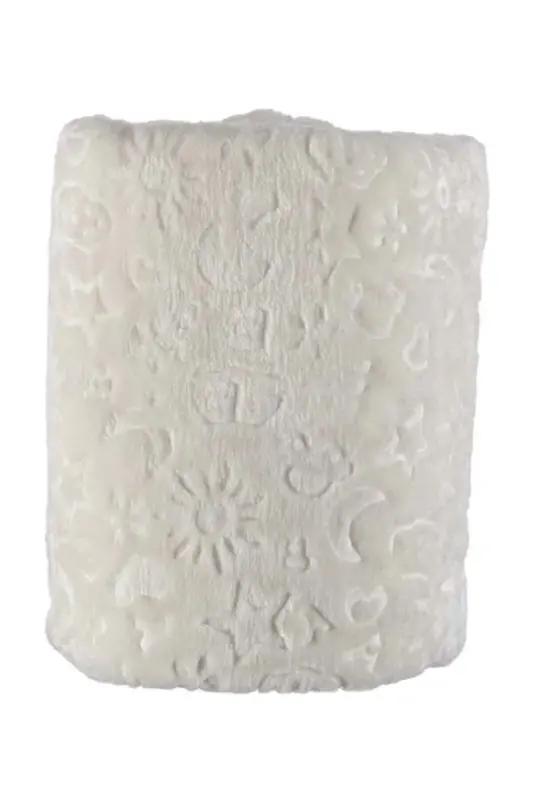 Kabartmalı Peluş Battaniye 90×110 Cm Not: (MEVSİMLİK INCEDİR) Ekru-Ekru - 3