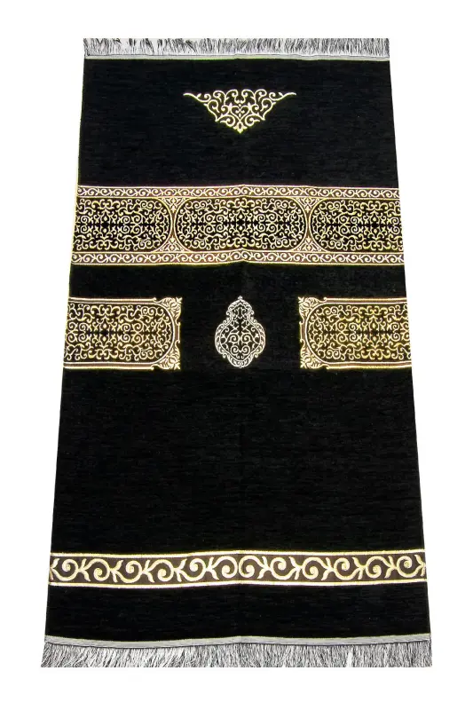 Kabe Desenli Siyah Şönil Seccade 3 - Sİyah - 4