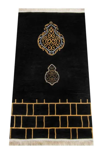 Kabe Desenli Ultra Plus Siyah Şönil Seccade 3 - Desen 2 - 5