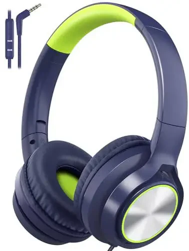 Kids Headphones with Cord , Wired Over Ear Headsets with Microphone Limited Volume 85dB/ 94dB, Portable Wired Headphones for Kids Boys Girls Teens Children Online School/Travel/iPad/Tablet/Cellphone - 1