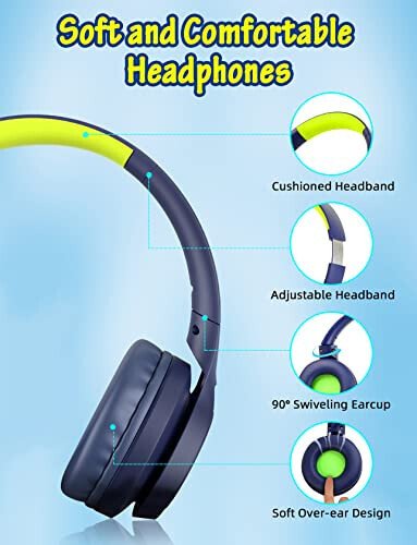 Kids Headphones with Cord , Wired Over Ear Headsets with Microphone Limited Volume 85dB/ 94dB, Portable Wired Headphones for Kids Boys Girls Teens Children Online School/Travel/iPad/Tablet/Cellphone - 5