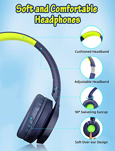 Kids Headphones with Cord , Wired Over Ear Headsets with Microphone Limited Volume 85dB/ 94dB, Portable Wired Headphones for Kids Boys Girls Teens Children Online School/Travel/iPad/Tablet/Cellphone - 5