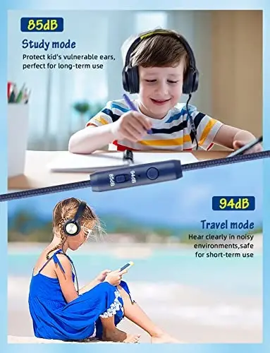Kids Headphones with Cord , Wired Over Ear Headsets with Microphone Limited Volume 85dB/ 94dB, Portable Wired Headphones for Kids Boys Girls Teens Children Online School/Travel/iPad/Tablet/Cellphone - 4