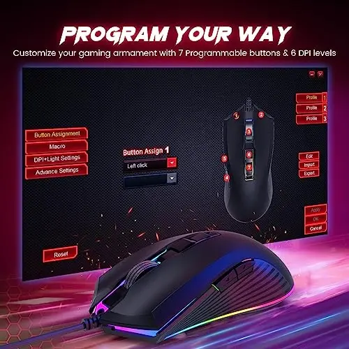 Wired Gaming Keyboard and Mouse Combo, 104 Keys All-Metal Panel Rainbow Computer Keyboard with Multimedia Keys Wrist Rest and LED Backlit Gaming Mouse 4200 DPI for Windows PC Gamers (Black) - 4