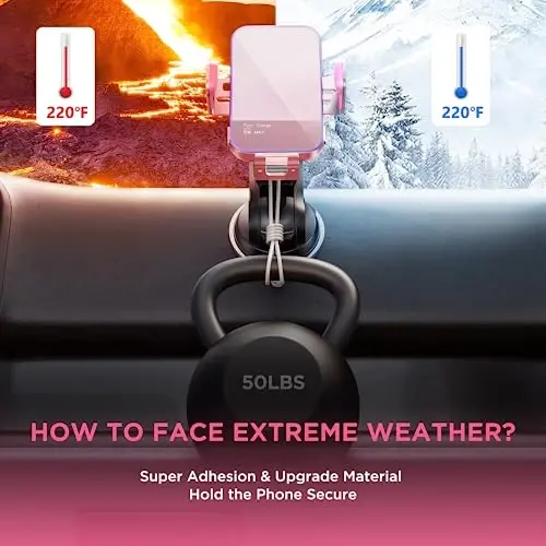 Wireless Car Charger,【7 Colored LED Backlit】 15W Auto Clamping Car Charger Phone Mount Holder fit for iPhone 14 13 12 Mini Pro Max 11 XR XS, Samsung Galaxy S23 Ultra S22 S21+ S10+ Note 20, etc - Pink - 4